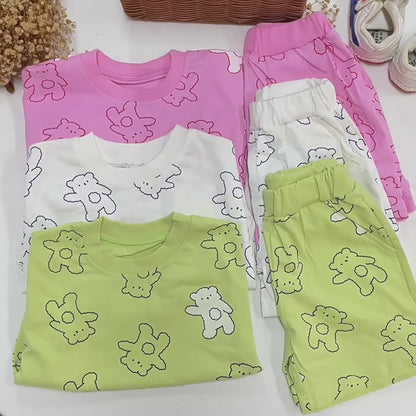 Baby Bear All-Over Print Short Sleeve T-Shirt and Shorts Set [mh0000475]