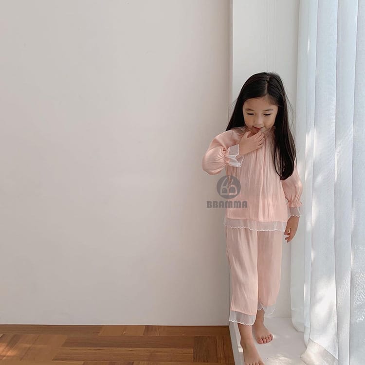 Princess Lace Long Sleeve Pajama Set レース フリル 長袖 ルームウェア【mh0012680】 BBAMMA 長袖パジャマ