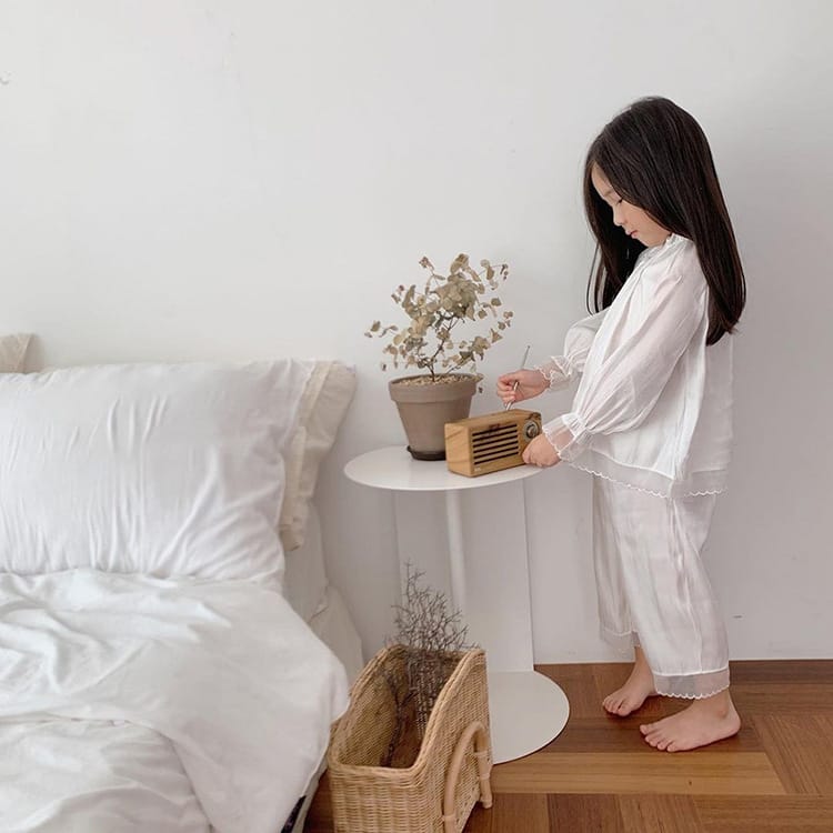 Princess Lace Long Sleeve Pajama Set レース フリル 長袖 ルームウェア【mh0012680】 White / 90cm BBAMMA 長袖パジャマ