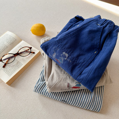 Print Cotton Tapered Pants プリント コットン テーパードパンツ【mh0012457】 ADbaby ロングパンツ・スウェットパンツ