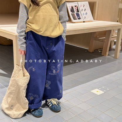 Print Cotton Tapered Pants プリント コットン テーパードパンツ【mh0012457】 ADbaby ロングパンツ・スウェットパンツ