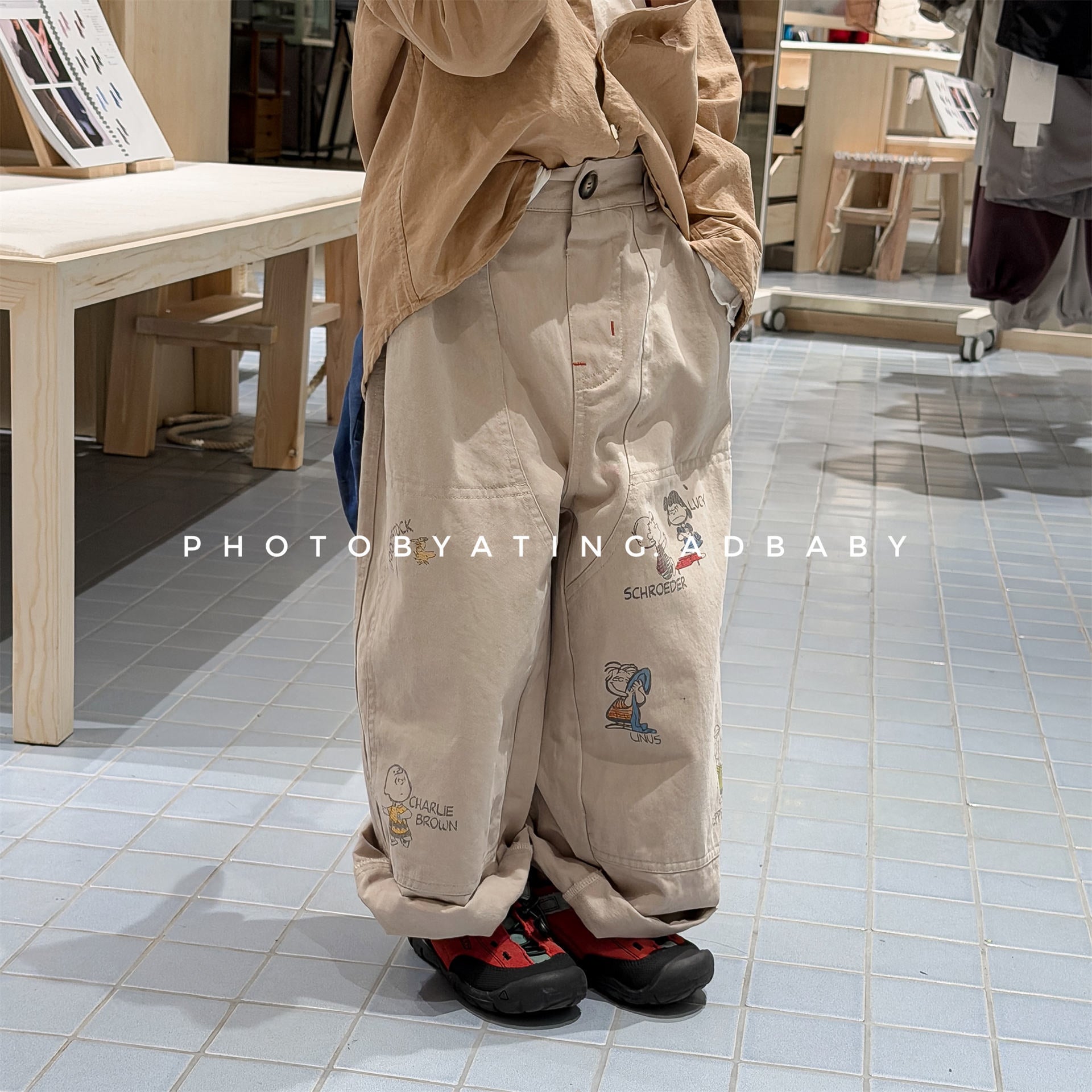 Print Cotton Tapered Pants プリント コットン テーパードパンツ【mh0012457】 ADbaby ロングパンツ・スウェットパンツ