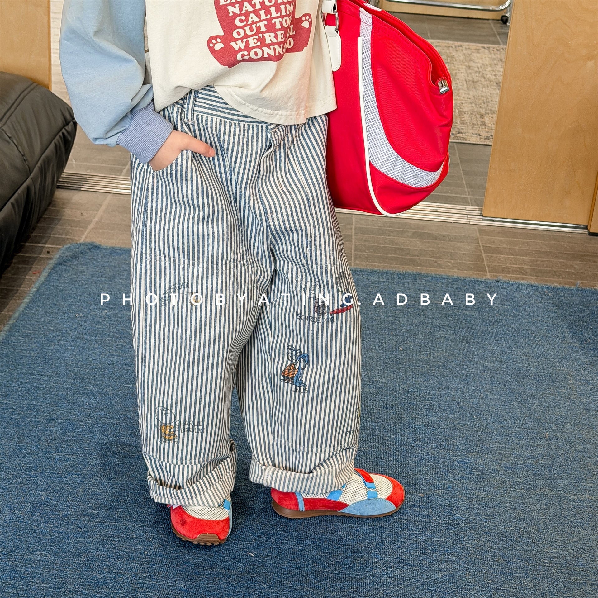 Print Cotton Tapered Pants プリント コットン テーパードパンツ【mh0012457】 ADbaby ロングパンツ・スウェットパンツ