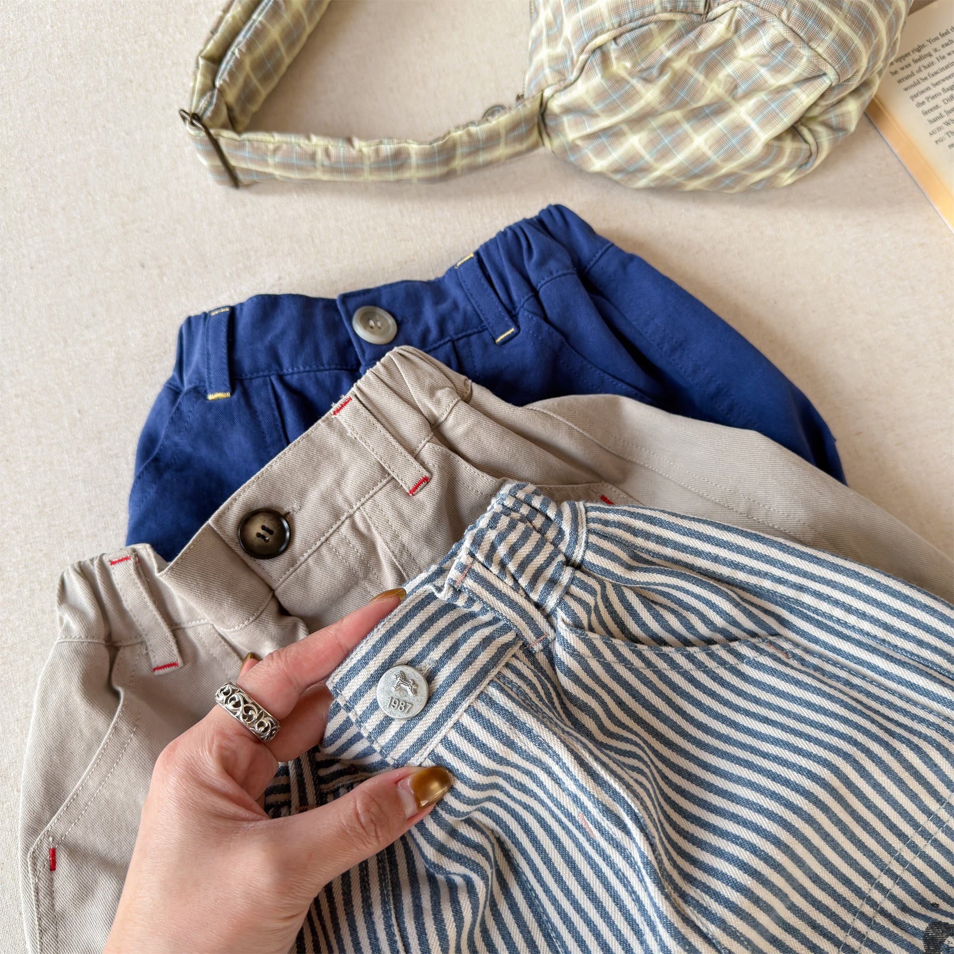 Print Cotton Tapered Pants プリント コットン テーパードパンツ【mh0012457】 ADbaby ロングパンツ・スウェットパンツ