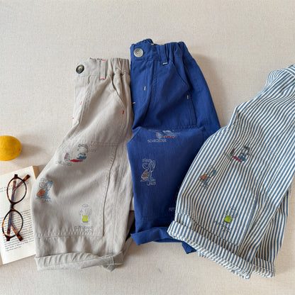 Print Cotton Tapered Pants プリント コットン テーパードパンツ【mh0012457】 ADbaby ロングパンツ・スウェットパンツ