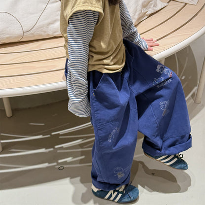 Print Cotton Tapered Pants プリント コットン テーパードパンツ【mh0012457】 ADbaby ロングパンツ・スウェットパンツ