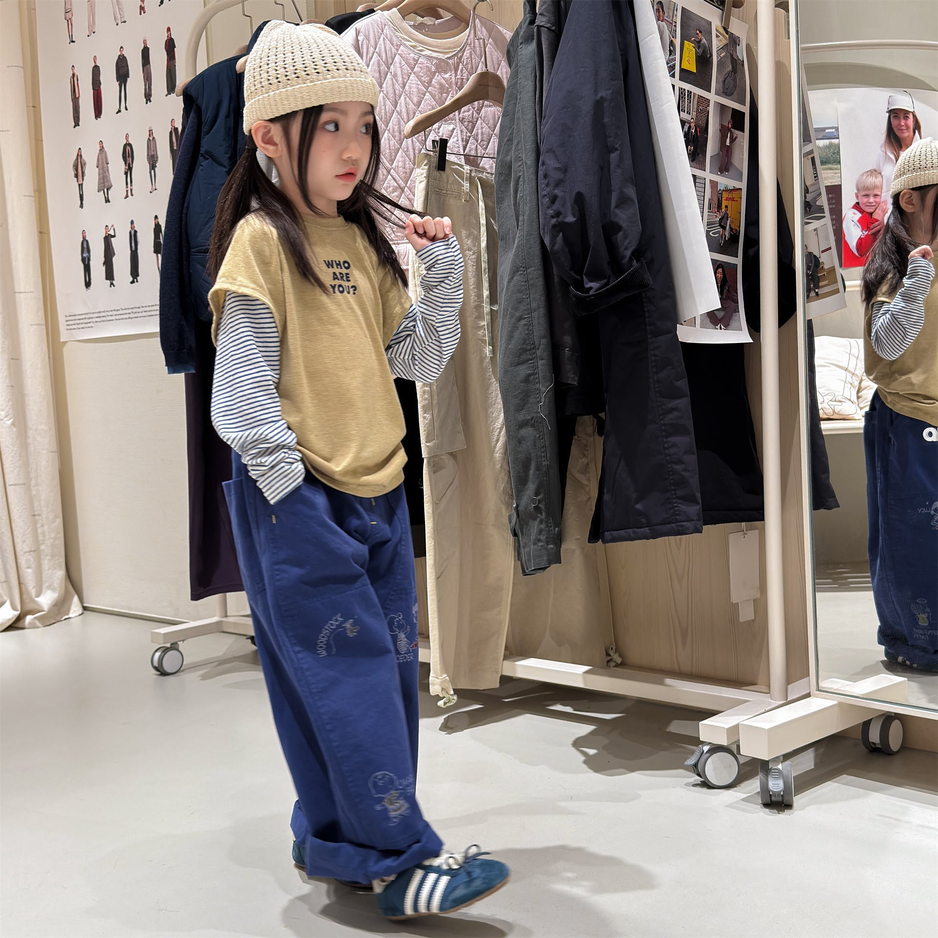 Print Cotton Tapered Pants プリント コットン テーパードパンツ【mh0012457】 ADbaby ロングパンツ・スウェットパンツ