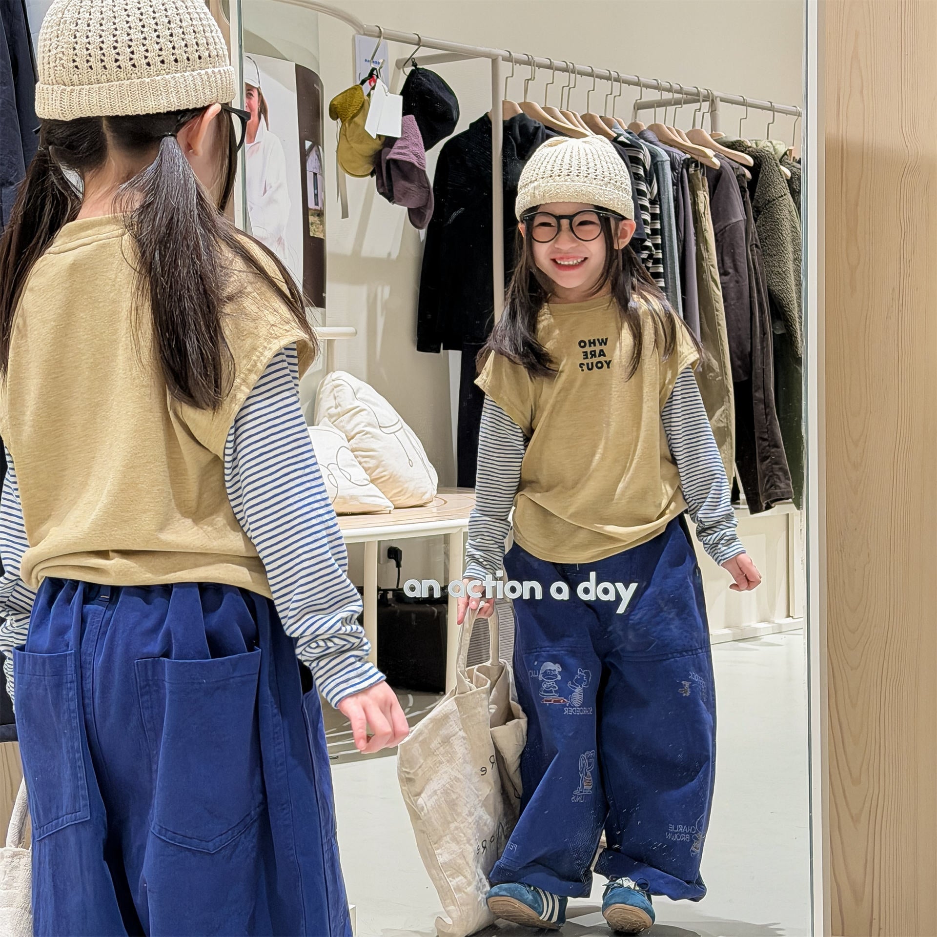 Print Cotton Tapered Pants プリント コットン テーパードパンツ【mh0012457】 ADbaby ロングパンツ・スウェットパンツ