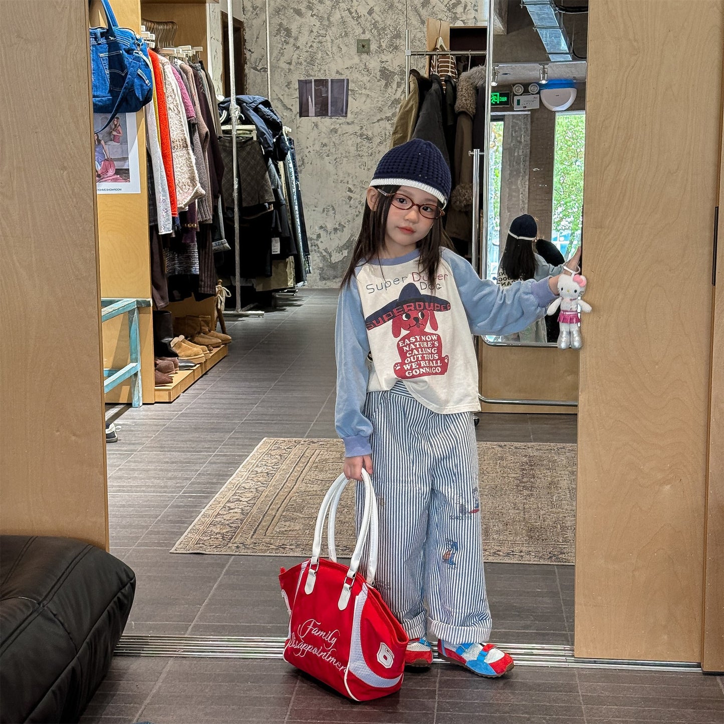 Print Cotton Tapered Pants プリント コットン テーパードパンツ【mh0012457】 ADbaby ロングパンツ・スウェットパンツ