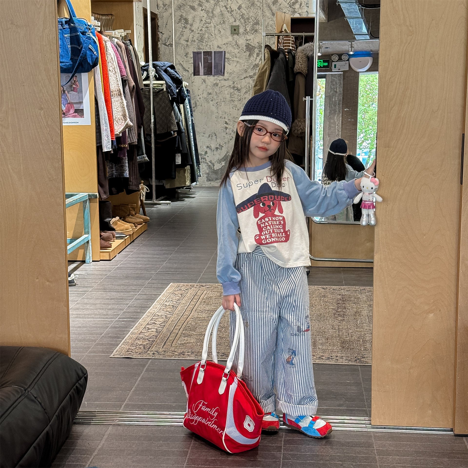 Print Cotton Tapered Pants プリント コットン テーパードパンツ【mh0012457】 ADbaby ロングパンツ・スウェットパンツ