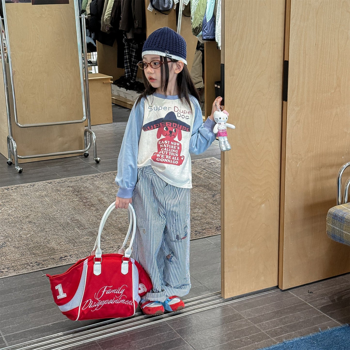 Print Cotton Tapered Pants プリント コットン テーパードパンツ【mh0012457】 ADbaby ロングパンツ・スウェットパンツ