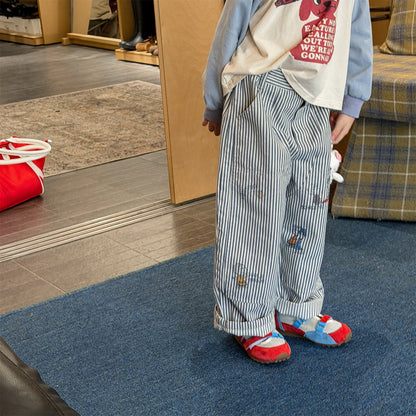 Print Cotton Tapered Pants プリント コットン テーパードパンツ【mh0012457】 ADbaby ロングパンツ・スウェットパンツ