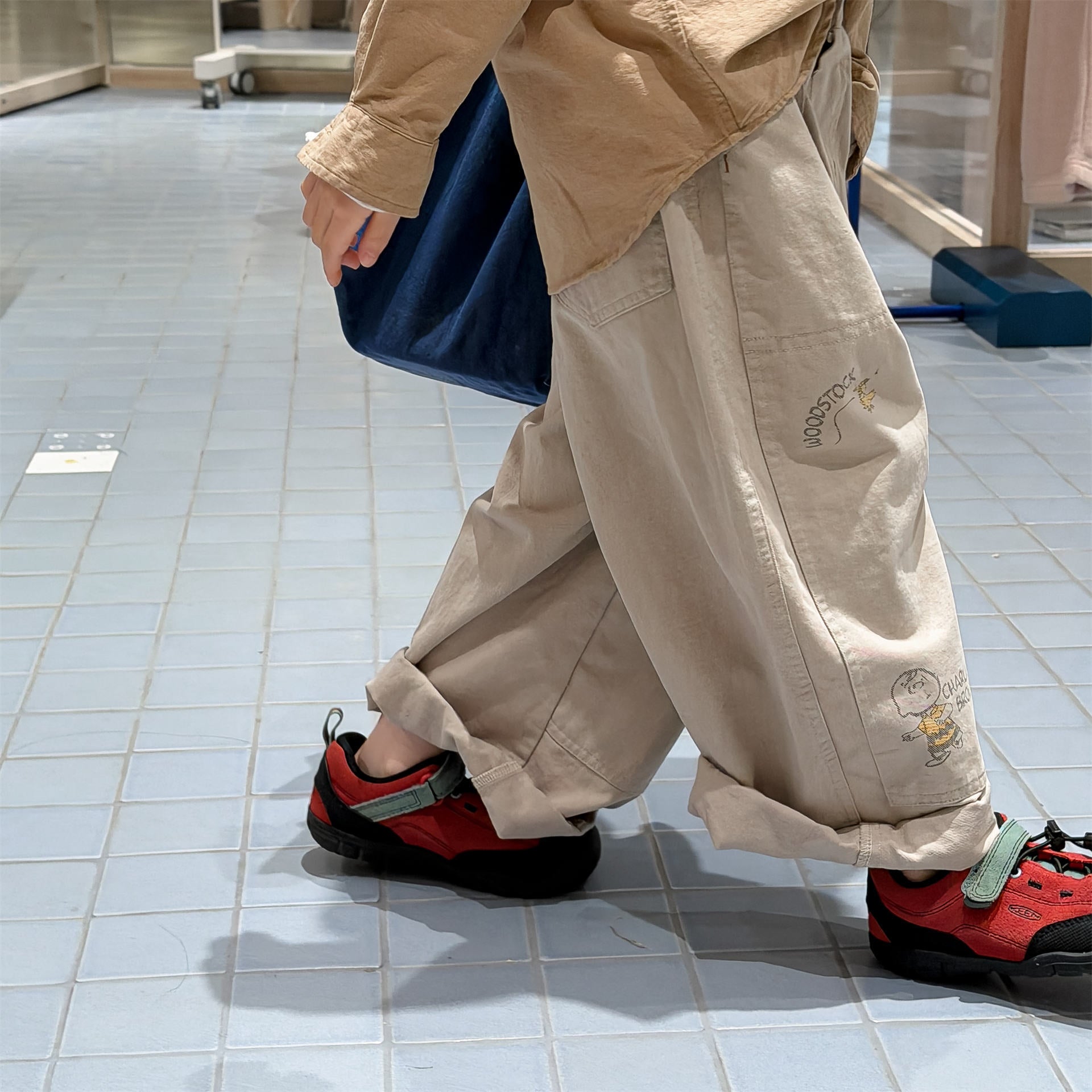 Print Cotton Tapered Pants プリント コットン テーパードパンツ【mh0012457】 ADbaby ロングパンツ・スウェットパンツ