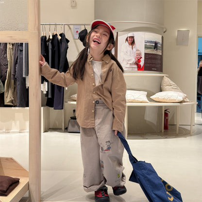 Print Cotton Tapered Pants プリント コットン テーパードパンツ【mh0012457】 ADbaby ロングパンツ・スウェットパンツ