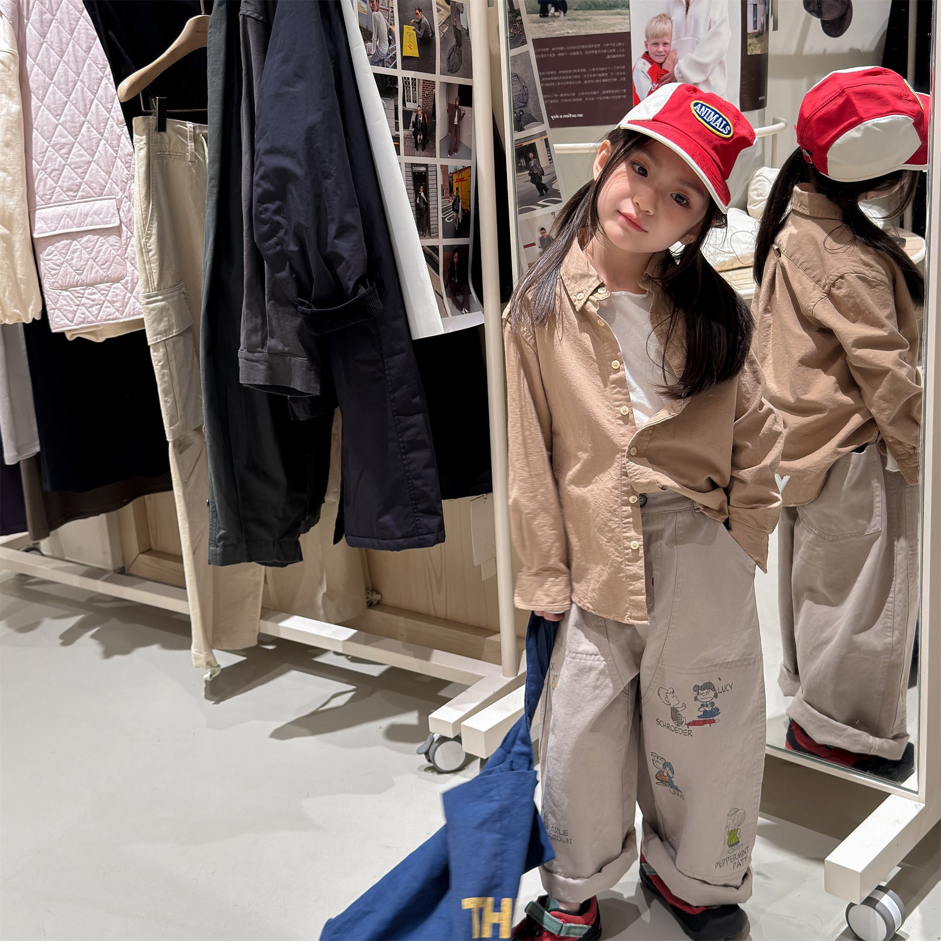 Print Cotton Tapered Pants プリント コットン テーパードパンツ【mh0012457】 ADbaby ロングパンツ・スウェットパンツ