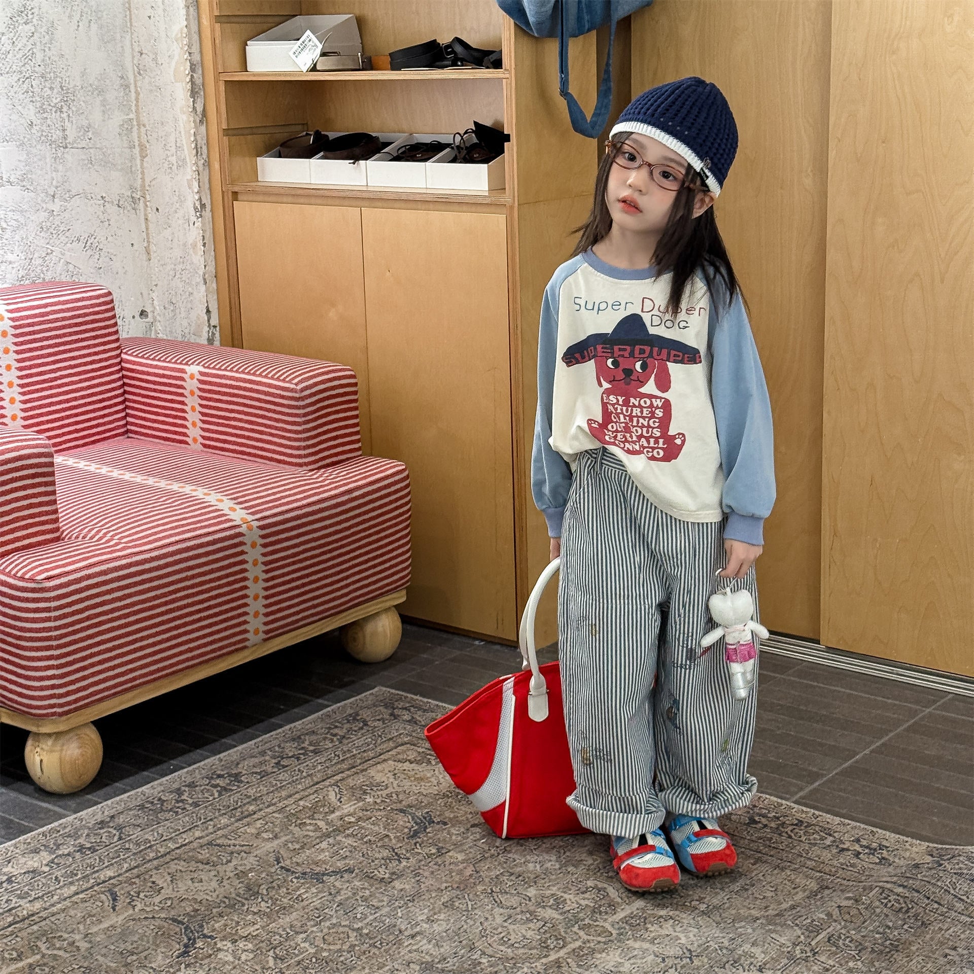 Print Cotton Tapered Pants プリント コットン テーパードパンツ【mh0012457】 ADbaby ロングパンツ・スウェットパンツ