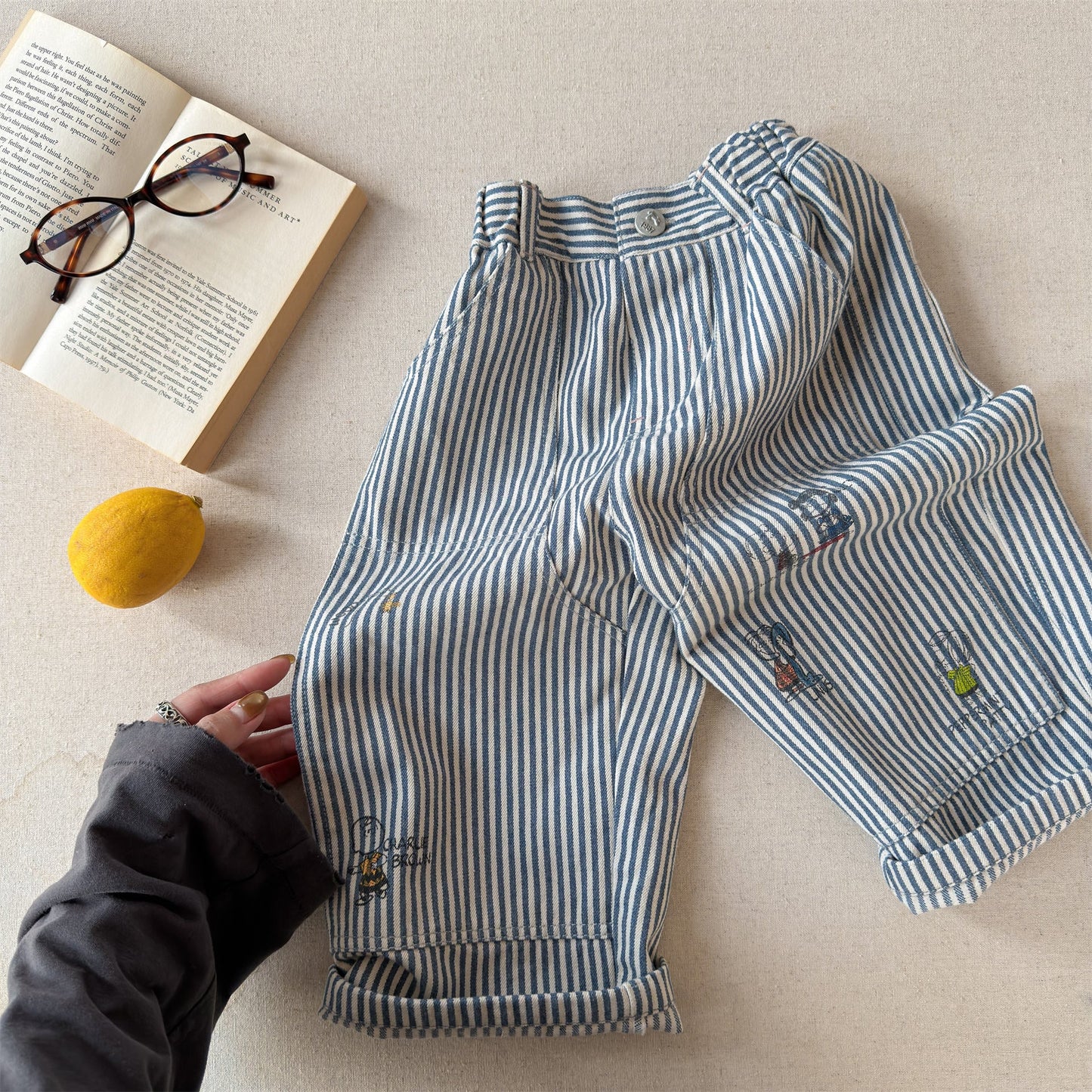 Print Cotton Tapered Pants プリント コットン テーパードパンツ【mh0012457】 Stripe / 80cm ADbaby ロングパンツ・スウェットパンツ