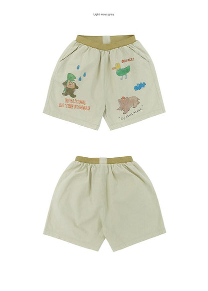 Printed Beach Shorts イラスト ハーフパンツ【mh0013102】 RICE & SKY ハーフパンツ・ショートパンツ