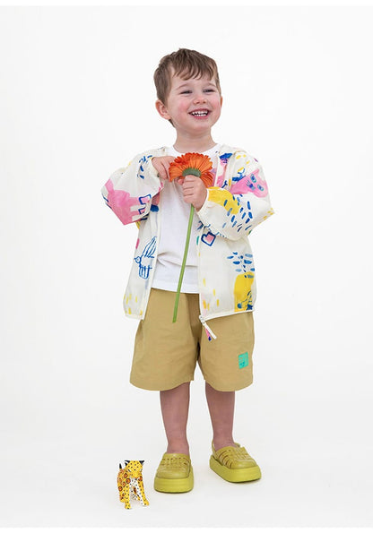 Printed Beach Shorts イラスト ハーフパンツ【mh0013102】 RICE & SKY ハーフパンツ・ショートパンツ