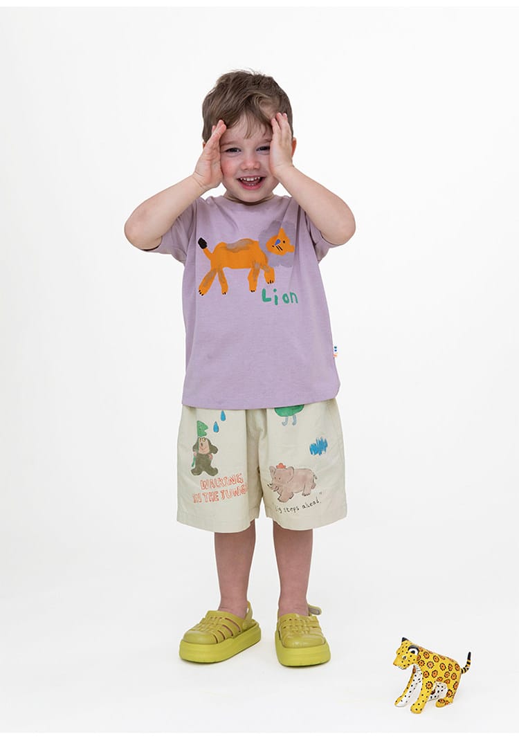 Printed Beach Shorts イラスト ハーフパンツ【mh0013102】 RICE & SKY ハーフパンツ・ショートパンツ