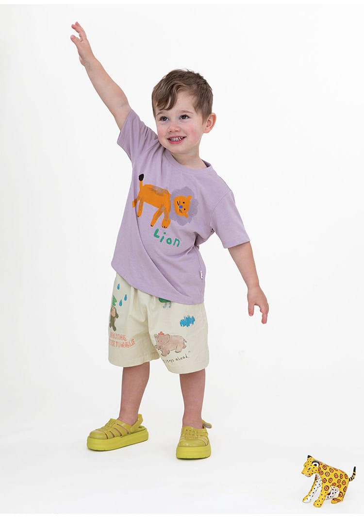 Printed Beach Shorts イラスト ハーフパンツ【mh0013102】 RICE & SKY ハーフパンツ・ショートパンツ