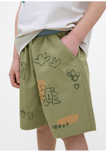 Printed Beach Shorts イラスト ハーフパンツ【mh0013102】 RICE & SKY ハーフパンツ・ショートパンツ