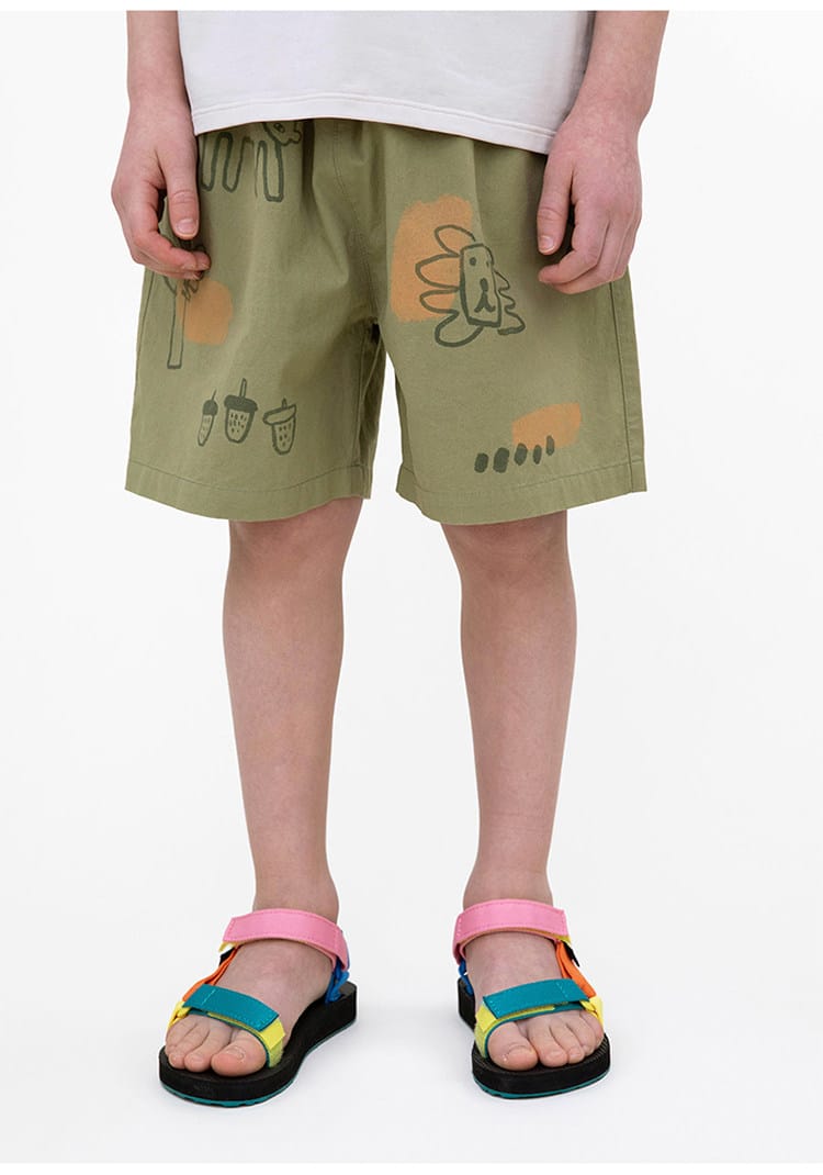 Printed Beach Shorts イラスト ハーフパンツ【mh0013102】 RICE & SKY ハーフパンツ・ショートパンツ