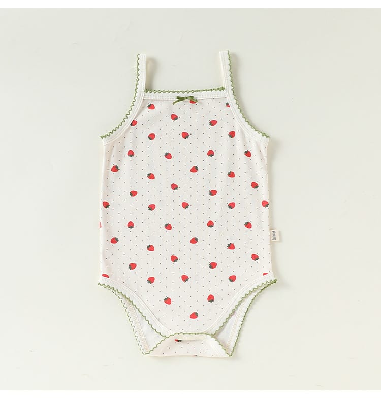 Printed Camisole Romper チェリー ストロベリー キャミソールロンパース【mh0013025】 Beitaoya ノースリーブロンパース