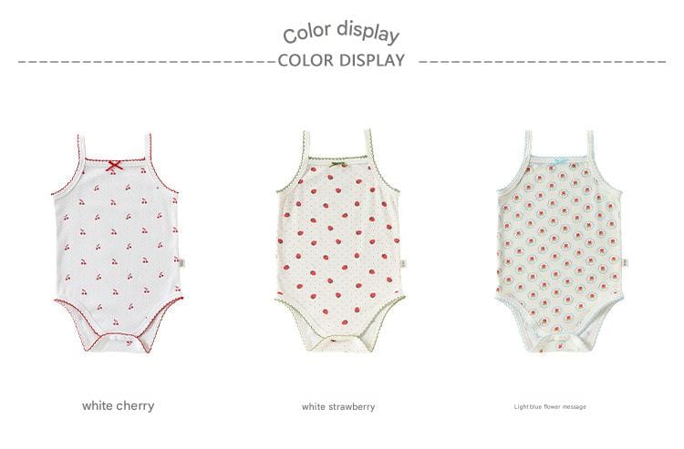 Printed Camisole Romper チェリー ストロベリー キャミソールロンパース【mh0013025】 Beitaoya ノースリーブロンパース