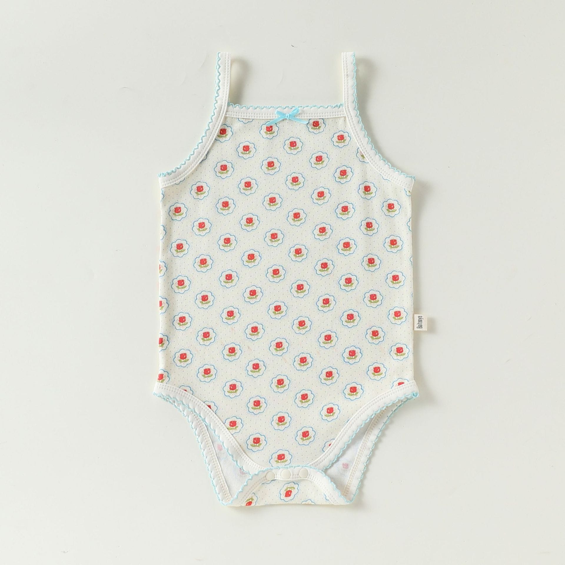Printed Camisole Romper チェリー ストロベリー キャミソールロンパース【mh0013025】 Beitaoya ノースリーブロンパース
