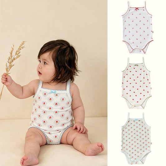 Printed Camisole Romper チェリー ストロベリー キャミソールロンパース【mh0013025】 Beitaoya ノースリーブロンパース