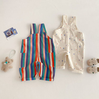 Printed Cotton Overalls プリント オーバーオール【mh0012337】 Beitaoya
