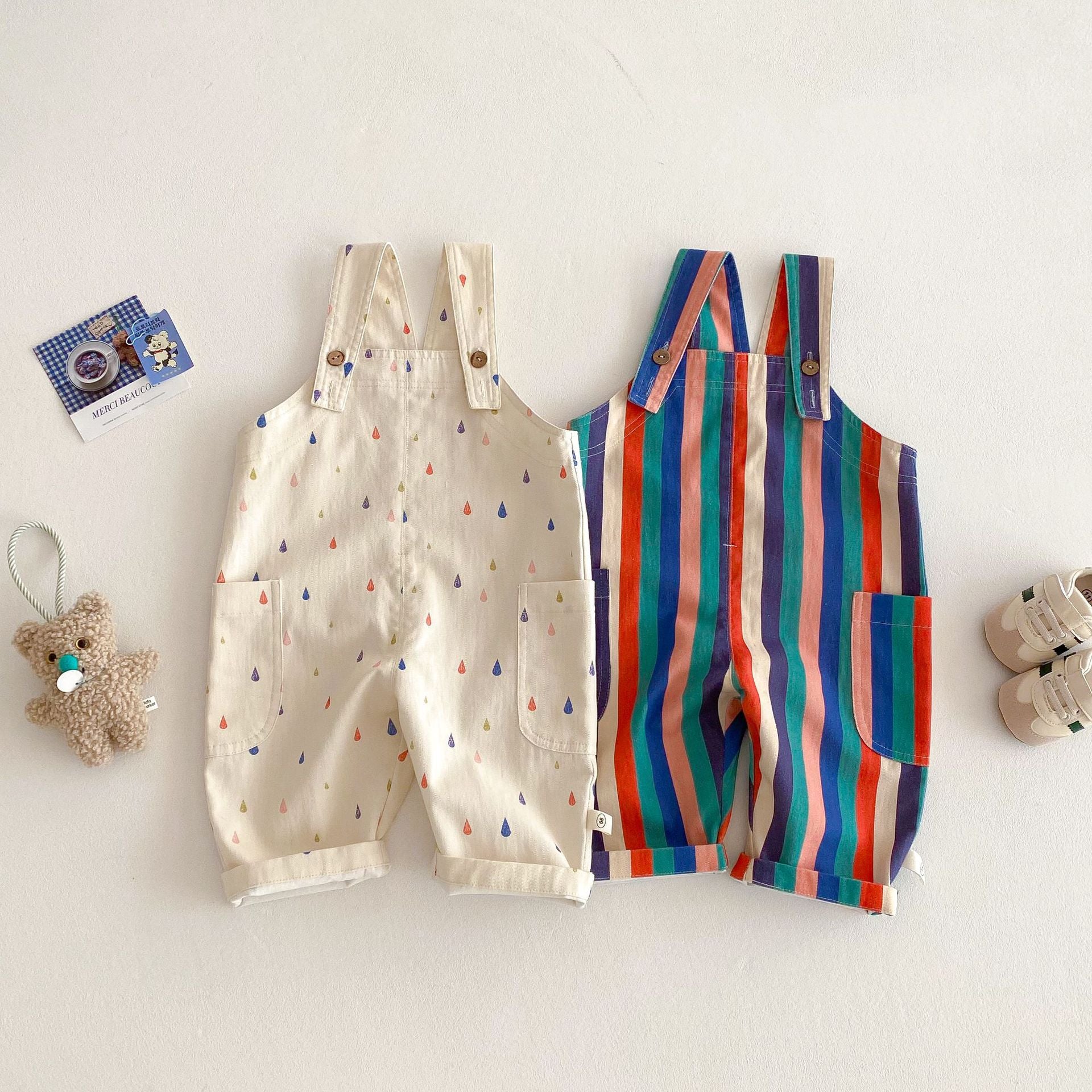 Printed Cotton Overalls プリント オーバーオール【mh0012337】 Beitaoya