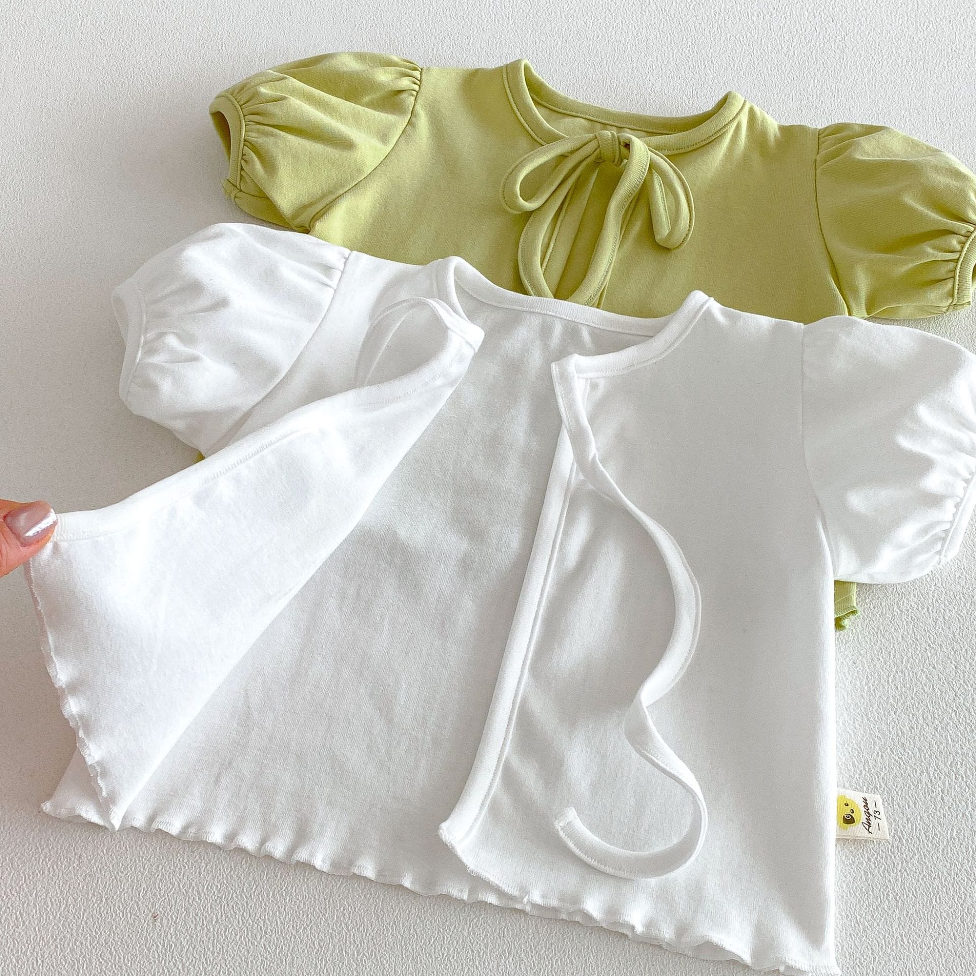 Puff Sleeve Ribbon Cami Set パフスリーブ リボン 半袖カーディガン【mh0012705】 angou 半袖セットアップ