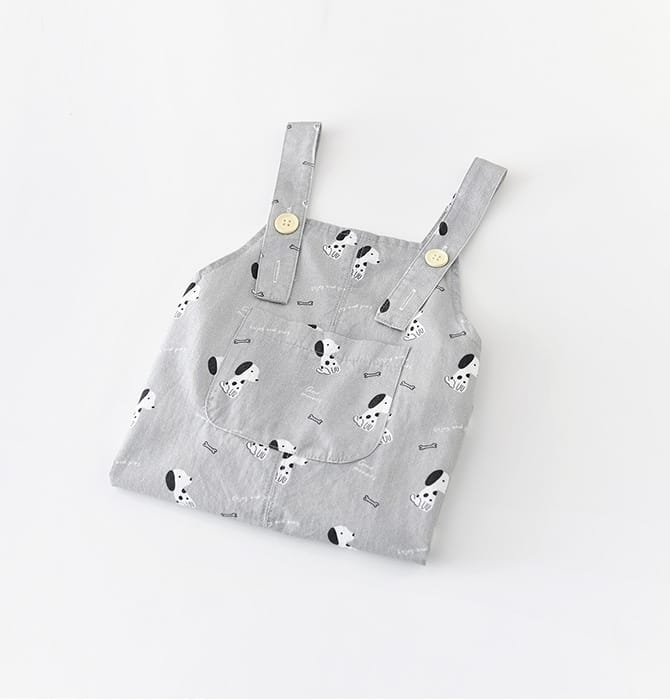 Puppy Graphic Overalls 犬 プリント サスペンダーショートパンツ【mh0012860】 ABNN サロペットパンツ・サスペンダーパンツ