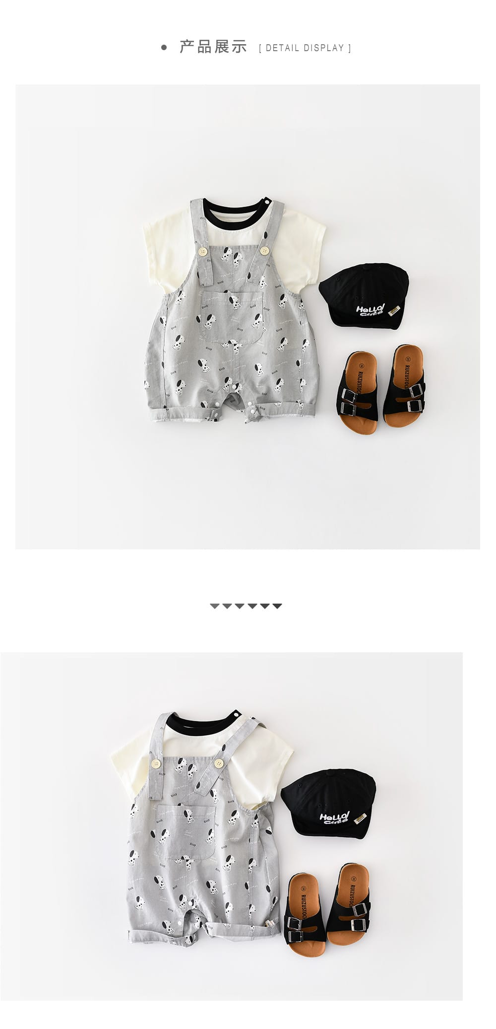 Puppy Graphic Overalls 犬 プリント サスペンダーショートパンツ【mh0012860】 ABNN サロペットパンツ・サスペンダーパンツ