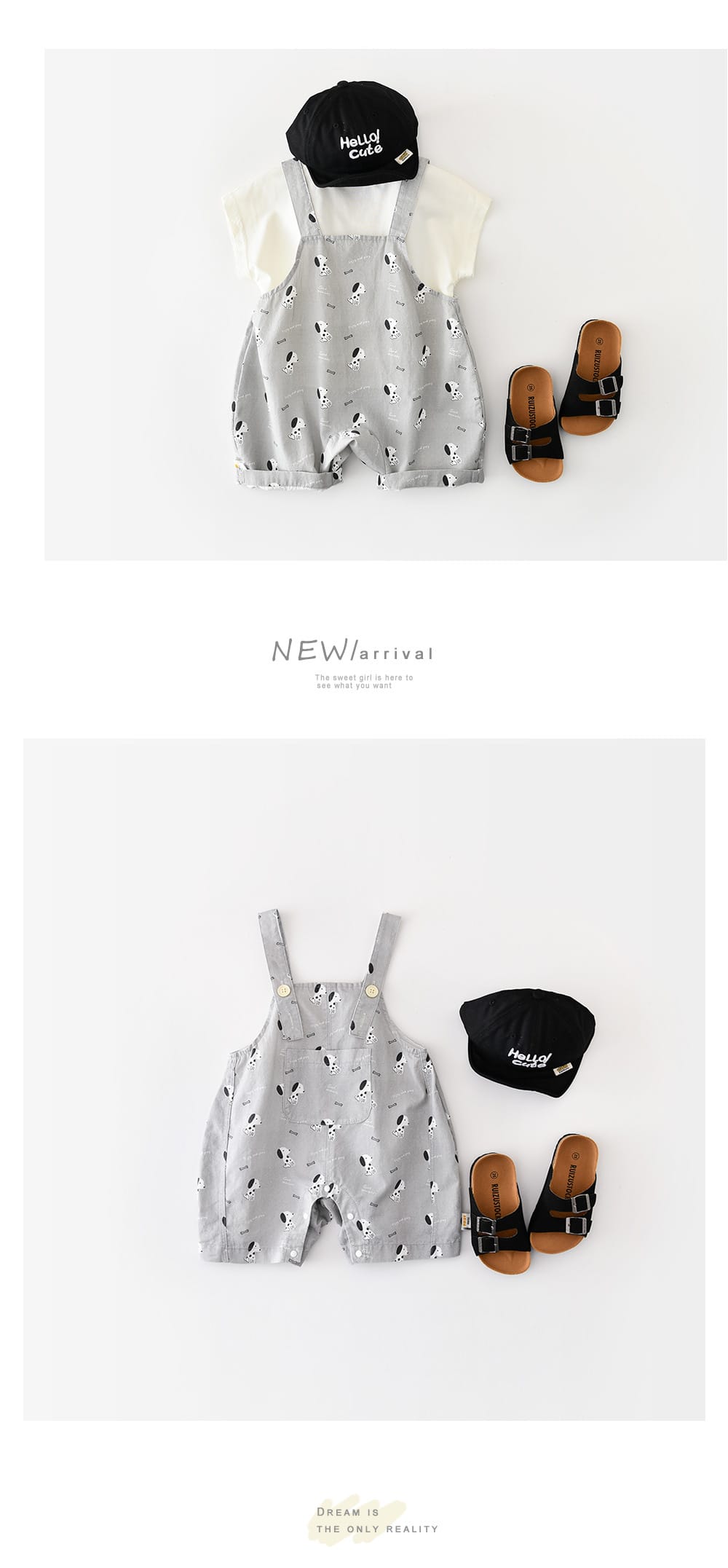 Puppy Graphic Overalls 犬 プリント サスペンダーショートパンツ【mh0012860】 ABNN サロペットパンツ・サスペンダーパンツ