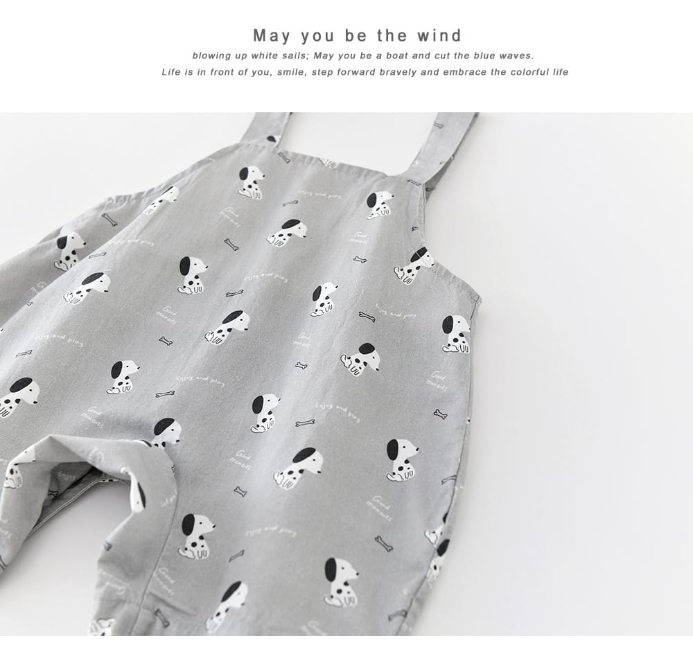 Puppy Graphic Overalls 犬 プリント サスペンダーショートパンツ【mh0012860】 ABNN サロペットパンツ・サスペンダーパンツ