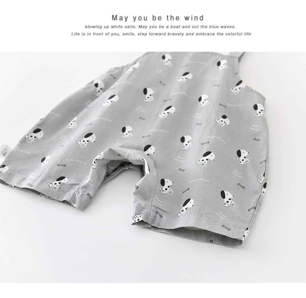 Puppy Graphic Overalls 犬 プリント サスペンダーショートパンツ【mh0012860】 ABNN サロペットパンツ・サスペンダーパンツ