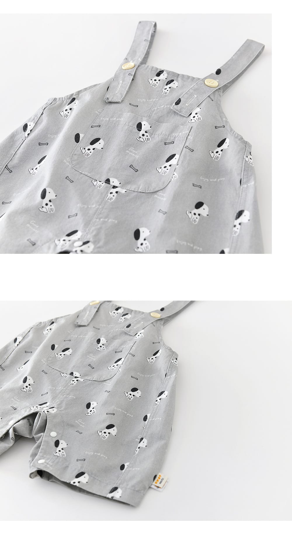 Puppy Graphic Overalls 犬 プリント サスペンダーショートパンツ【mh0012860】 ABNN サロペットパンツ・サスペンダーパンツ