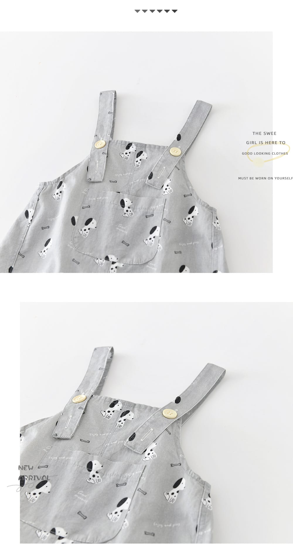 Puppy Graphic Overalls 犬 プリント サスペンダーショートパンツ【mh0012860】 ABNN サロペットパンツ・サスペンダーパンツ