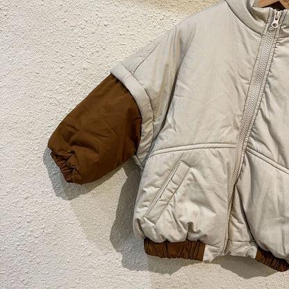 ショートコート・ジャケット・ジャンパー キッズアウター ジャケット コート パッチワーク 裏フリース アーミーグリーン アプリコット 2カラー ボーイズ 男の子 子供服【mh0003170】