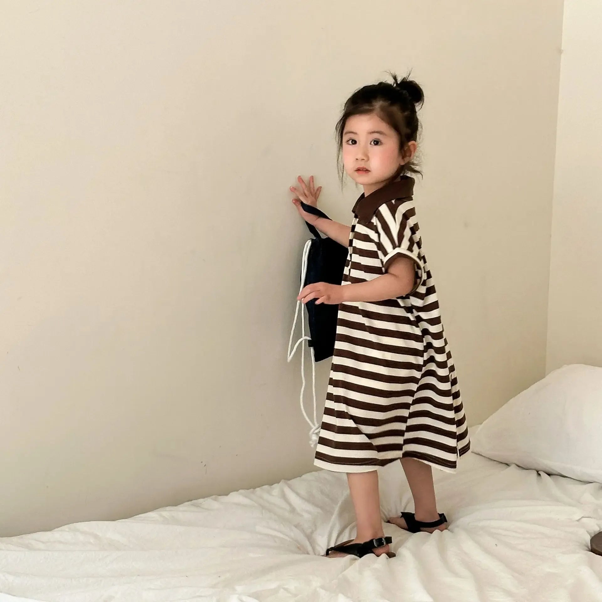 半袖セットアップ キッズセットアップ 2点セット/ワンピース ボーイズ半袖ポロシャツ+ハーフパンツ/ガールズ半袖ポロワンピ ボーダー リンクコーデ 兄弟姉妹 お揃いコーデ【mh0005183】