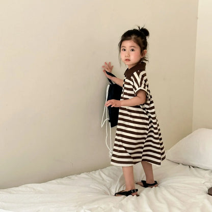 半袖セットアップ キッズセットアップ 2点セット/ワンピース ボーイズ半袖ポロシャツ+ハーフパンツ/ガールズ半袖ポロワンピ ボーダー リンクコーデ 兄弟姉妹 お揃いコーデ【mh0005183】