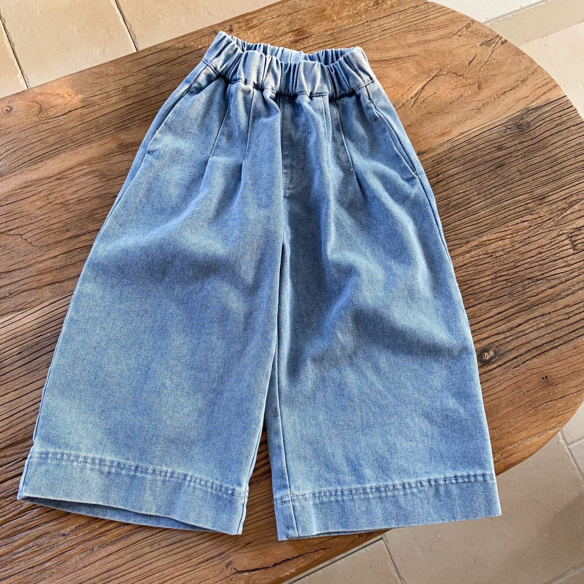 デニムパンツ キッズパンツ ソフトデニムルーズワイドバギーパンツ 2カラー【mh0006690】