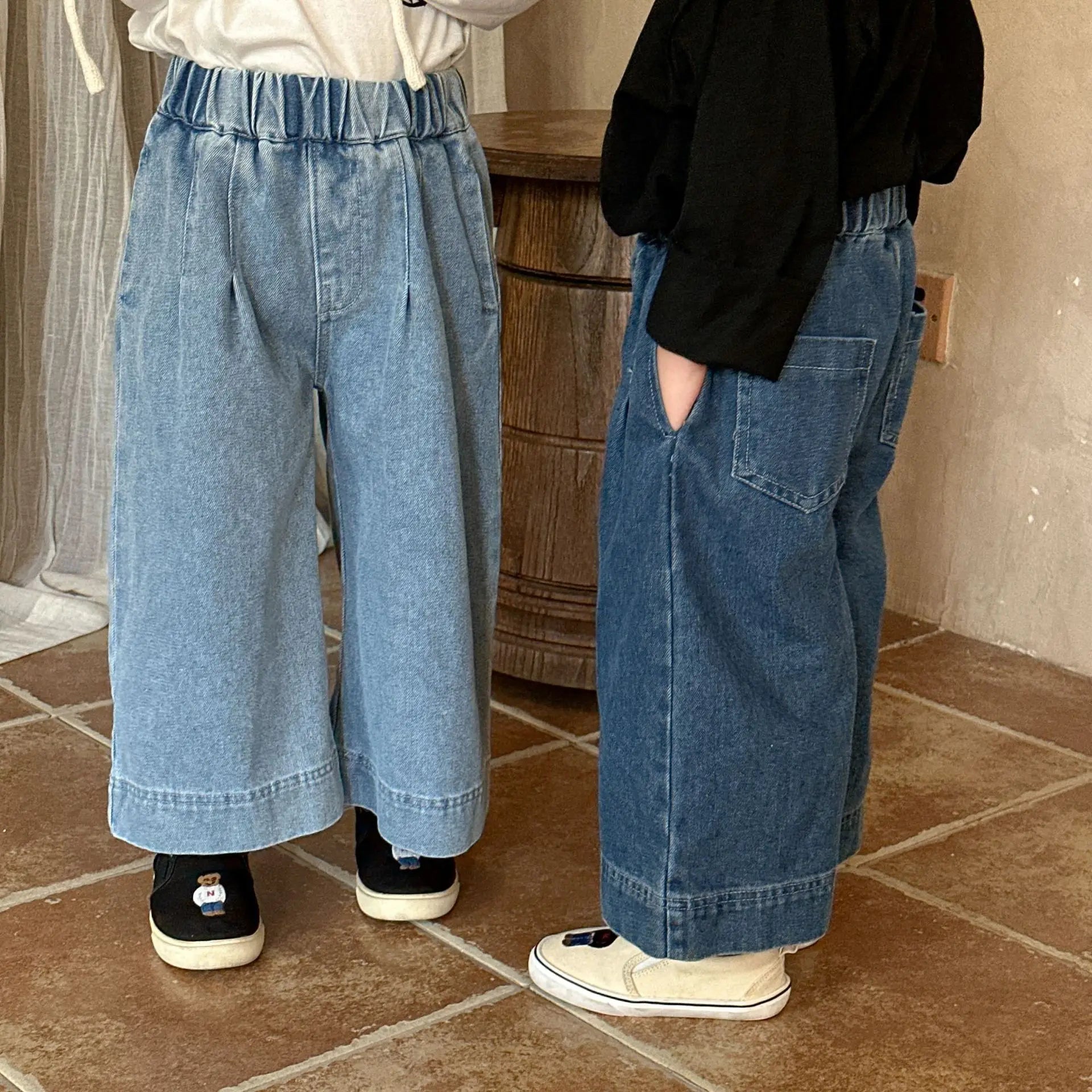 デニムパンツ キッズパンツ ソフトデニムルーズワイドバギーパンツ 2カラー【mh0006690】