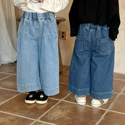 デニムパンツ キッズパンツ ソフトデニムルーズワイドバギーパンツ 2カラー【mh0006690】