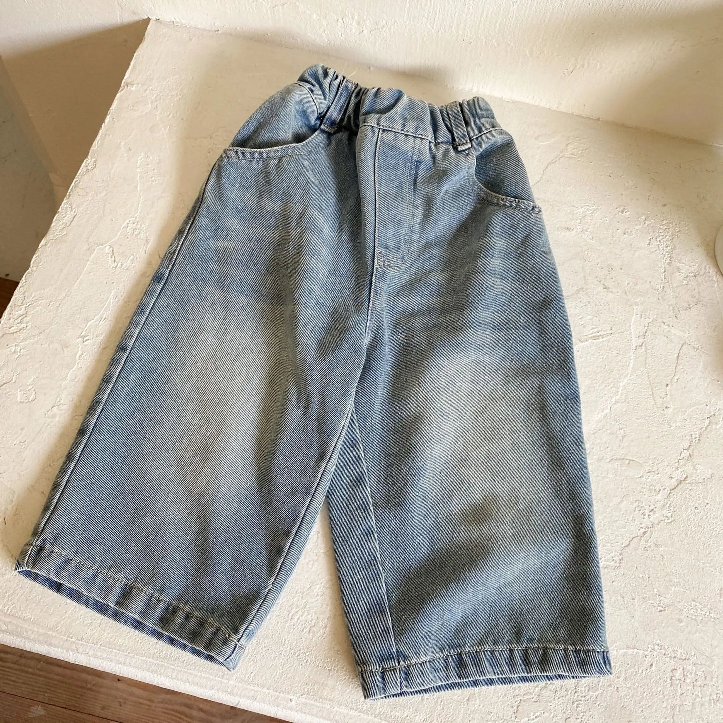 デニムパンツ キッズパンツ デニムルーズワイドロングパンツ シンプルベーシックジーンズ 2カラー【mh0006706】