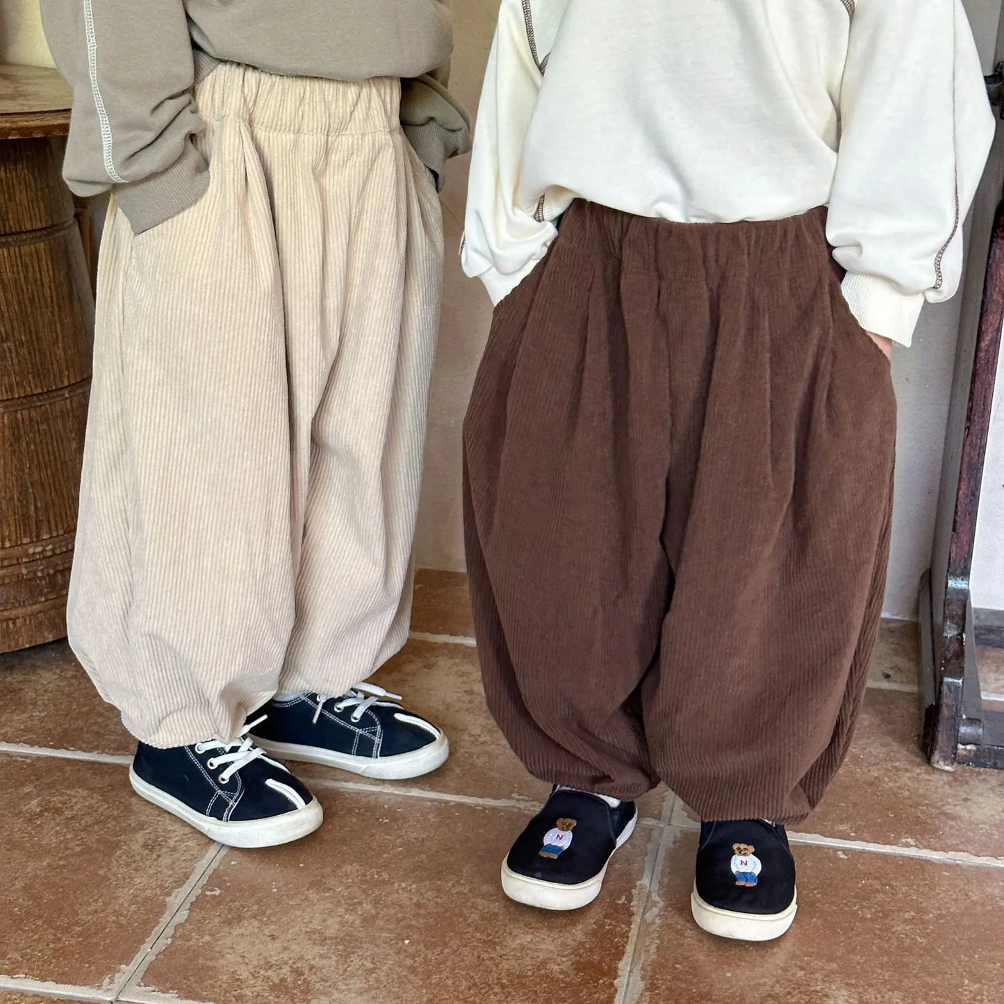 ロングパンツ・スウェットパンツ キッズパンツ コーデュロイルーズロングバルーンパンツ 2カラー【mh0006707】