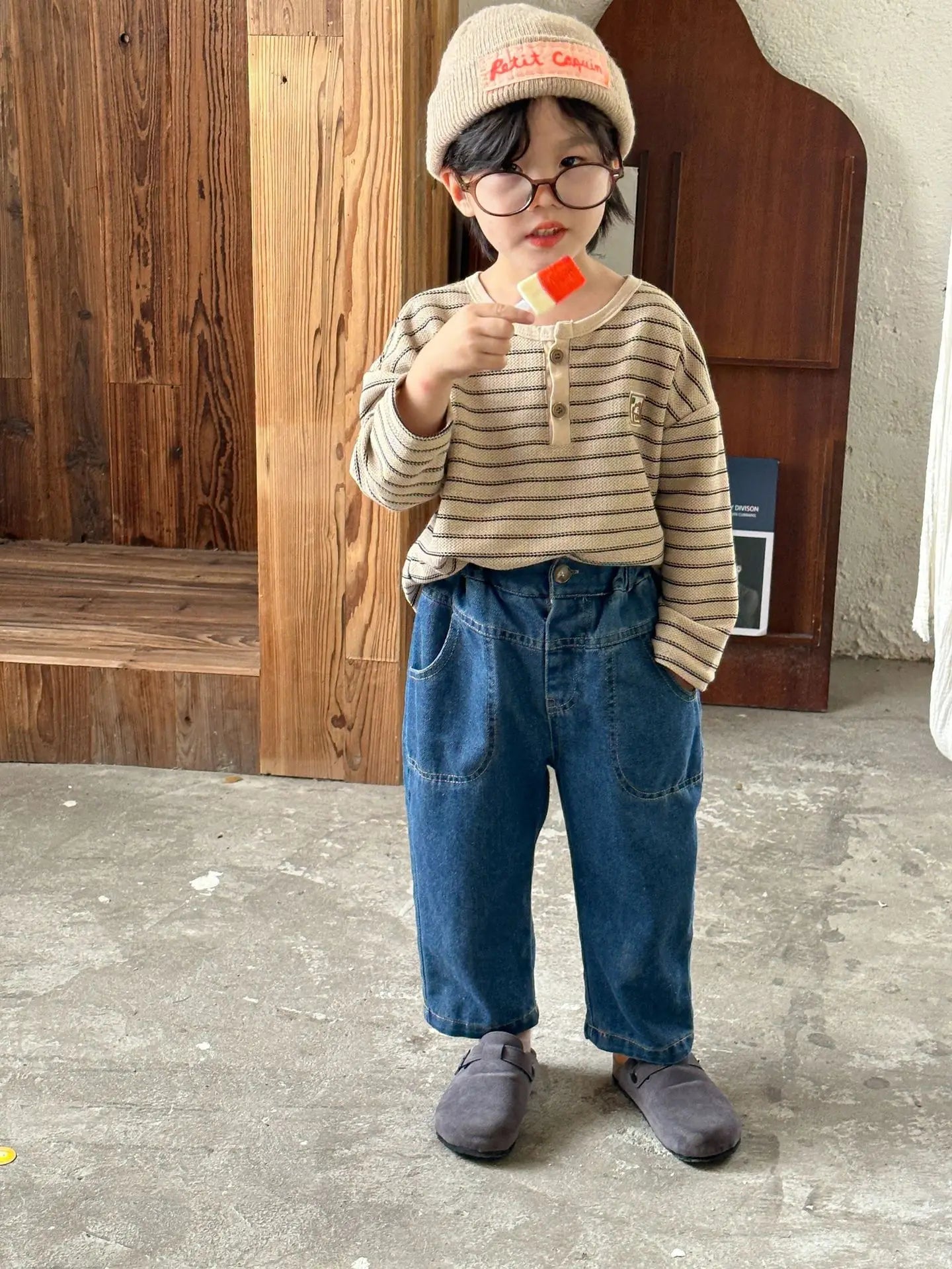 デニムパンツ キッズパンツ ソフトデニムウエスト切り替えステッチロングパンツ ジーンズ 2カラー【mh0006888】